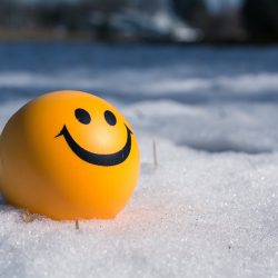 pallina gialla nella neve che sorride, per mostrare un widget di wordpress modificato in php felice